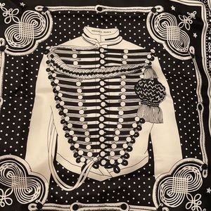 Limited edition 2020 Hermès Black/white Brandebourg Scarf/Bandana.  NWT and box